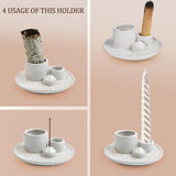 4 in 1 Incense Burner Holder,Sage Holder for Burning,Palo Santo Holder,Candle Holder,Ceramic Incense Burner Ash Catcher Tray for Meditation Yoga Room