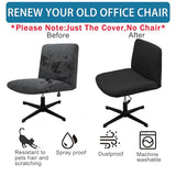 Vanity Chair Cover Criss Cross Chair Cover Waterproof and Elastic Armless Chair Slipcover Armless Chair Covers Office Chair Covers (Black,Just The Cover,No Chair)
