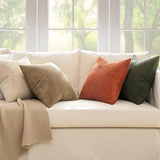 MIULEE Fall Corduroy Decorative Throw Pillow Covers Rust-Olive Green 24x24