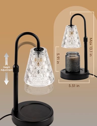 Candle Warmer Lamp with Timer Dimmable, Birthday Gifts for Women Mom, House Warming Gifts New Home Decor, Wax Melt Warmer for Jar Candles with 2 Bulbs, Black