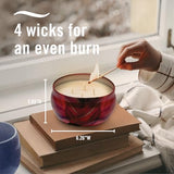 Febreze Scented Candle, Baked Cinnamon Apples Scent, 4 Wick Candle, Reusable Tin, Long Lasting Even Burn, 11oz, Single Pack