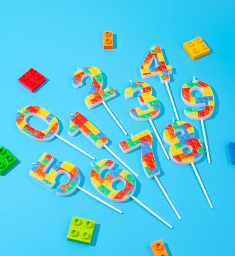 PHD CAKE Number 7 Building Block Birthday Cake Candle, Numeral Birthday Candles