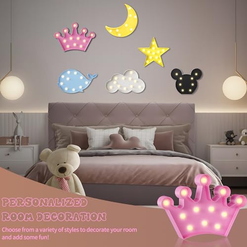 YiaMia Crown Pink Room Decor, Princess Decor for Girls Room, Princess Party Decorations, Birthday, Battery Powered Night Light for Girls