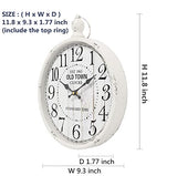 Menterry Retro Round Wall Clock. White Vintage Antique Style. Battery Operated Silent Wall Clocks for Farmhouse,Bathroom,Kitchen,Bedroom,Office, (11.8" H x 9.3" W)
