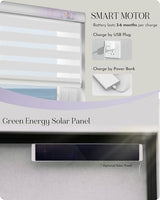 Graywind Motorized Zebra Blinds for Windows, Blackout Smart Blinds with Remote Control, Dual Layer Custom Zebra Shades Work with Alexa, Google Home, Apple Homekit, Classic White