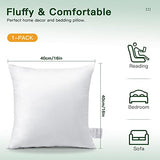 OTOSTAR Waterproof Pillows Insert, 16 x 16 Outdoor Decorative Throw Pillow Insert Soft Fluffy Plump Cushion Insert for Patio Garden Bench Farmhouse Sofa Couch Bed, White