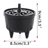 JUXYES Vintage Tripod Incense Burner Holder with Lid, Cast Iron Incense Holder Metal Cauldron Censer Antique Cone Coil Incense Burner Holder for Incense Resins, Cones, Charcoal or Wax Melts