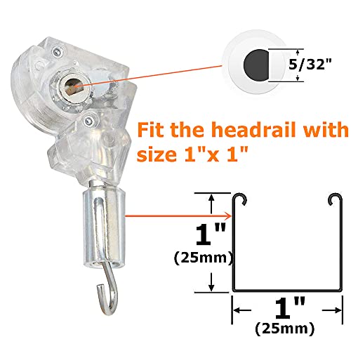 2pcs 1" Blinds Wand Tilter Mechanism with D Shaped Gear 5/32" Hook Connection for Aluminum or Vinyl mini Blinds with Measure 1" x 1" headrail