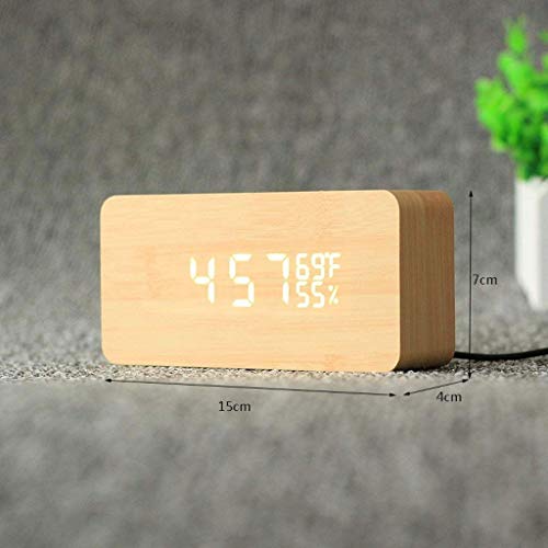 Luminous Alarm Clock Student Children's Bedroom Wooden Bedside Silent Simple Fashion Lazy(E)