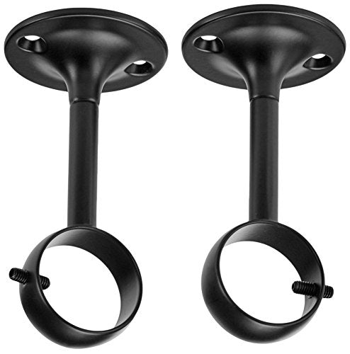 Amazon Basics Curtain Rod Ceiling-Mount Bracket Set, 4-Pack, Black Finish