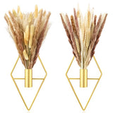 Peryiter 2 Pcs Small Boho Wall Decor Hanging Planters with Artificial Pampas Metal Wall Art Modern Home Decor Display Art for Bedroom Bathroom Living Room(Gold)