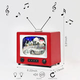 MOMENTS IN TIME 6" H Red Retro TV with Mountain Scene (Animated Train) - LED Lights - 8 Classic Carols Christmas Music - Battery Operated - Hand-Painted Resin Polyresin Injection Plastic
