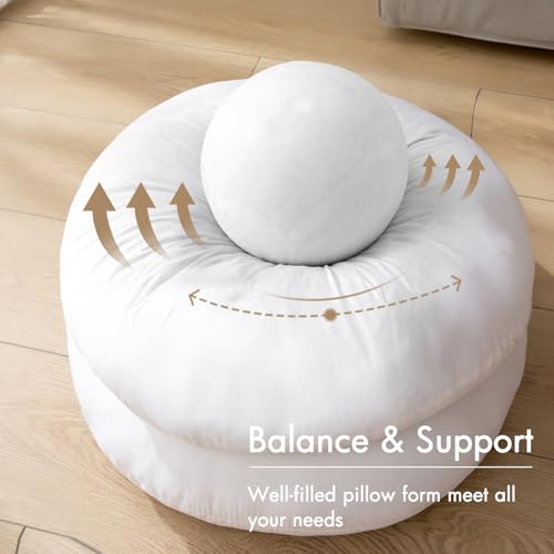 MIULEE 16 Inch Round Throw Pillows Pillow Insert, Floor Pillow Form Stuffer Sham for Decorative Cushion Bed Couch Sofa Wedding