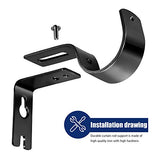 6 Pieces Curtain Rod Brackets General Adjustable Curtain Rod Holder Wall Bracket Hooks Outside Mounted Blinds Curtain Rod Bracket with Screws for 1 Inch Diameter Curtain Rod (Black)