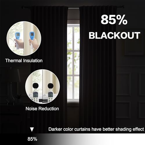 DUALIFE Beige Curtains 102 Length 2 Panels, Cream Blackout Curtains Thermal Insulated Window Treatment Room Darkening Drapes for Living Room Back Tab/Rod Pocket, 52 by 102 Inches Long