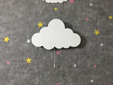 Set of 2 Moon and Cloud Night Light for Kids, Cordless Battery Operated Wall Mount Lamp Decor for Nursery & Toddler Room, Soft LED Baby Nightlight, Hanging Wall Lamps for Boys & Girls Bedroom (White)
