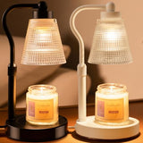 Candle Warmer Lamp for Jar Candles, Height Adjustable & Dimmable with 2/4/8H Timer, 2*50W Halogen Wax Melter Warmer for Home Office Décor, Flameless & Smokeless, Gift for Women Mom, Black-White/2 Pack