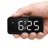 Battery Operated Small Alarm Clock: Digital Compact Large Display Cordless Clock for Bedroom Travel - Simple to Use for Seniors Teens White Digits