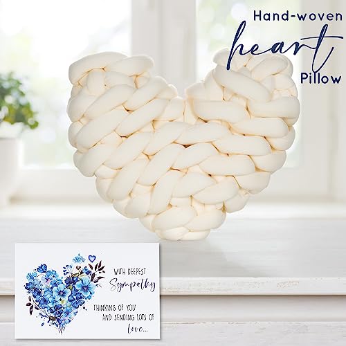 PuGez Sympathy Gift Baskets, Condolences Gifts for Bereavement Grief - Sorry for Your Loss of Loved One/Mom/Dad/Husband, Thinking of You Box, Grieving Care Package for Women Men Friends(Ivory Pillow)