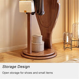 Full-Length Mirror Full-Body Floor Mirror, Rotatable Coat Rack, Bedroom Multi-Functional Fitting Mirror and Clothes Hanger Combination Full Length Floor Mirror (B)
