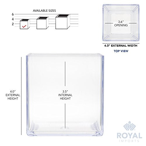 Royal Imports Clear Acrylic Flower Vase Cube – 4"x4" Plastic Square Vase for Flowers – Unbreakable Decorative Centerpiece for Home, Wedding, or Events – Clear Large Look, Modern Design