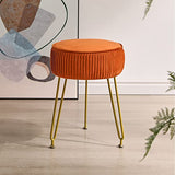 IBUYKE Makeup Vanity Stool, Velvet Round Footrest Ottoman, Orange LG-30J