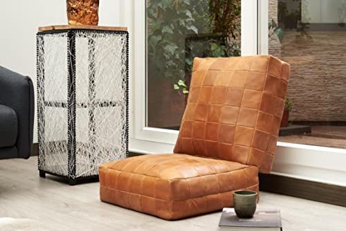 MARRAKESH STYLE Comfortable Leather Ottoman Pouf - Handmade Unstuffed Moroccan Pouf Cover - Square Pouf & Foot Rest Ottoman - Perfect for Living Rooms Bedrooms & Kids Room - Luxury Square Brown