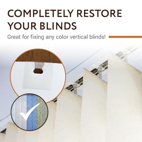 IMPRESA Clear Vertical Blind Repair Tabs - 25 Sets (50 Tabs), 2 Alcohol Wipes Strong Adhesive Peel Stick Bond - Universal Fit for Vertical Slats - Tool-Free Sliding Door Blind Fix