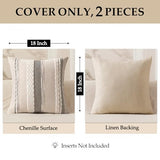 Boho Decorative Throw Pillow Covers White Stripe 20x20 Pack of 2
