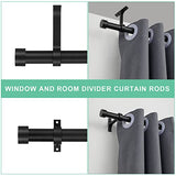 Matte Black Curtain Rods for Windows 48 to 86 Inch, 1-Inch Adjustable Drapery Rods with Aluminum End Cap and Brackets for Room Divider, Bedroom, Living room, Kitchen, Bathroom Etc