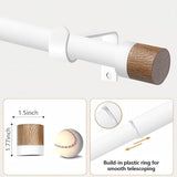 White Curtain Rods for Windows 48 to 84 Inches(4-7ft),1 inch Adjustable Window Curtain Rods with Imitation Wood Grain Finials,Heavy Duty Decorative Drapery Rod for Bedroom,Kitchen and Patio