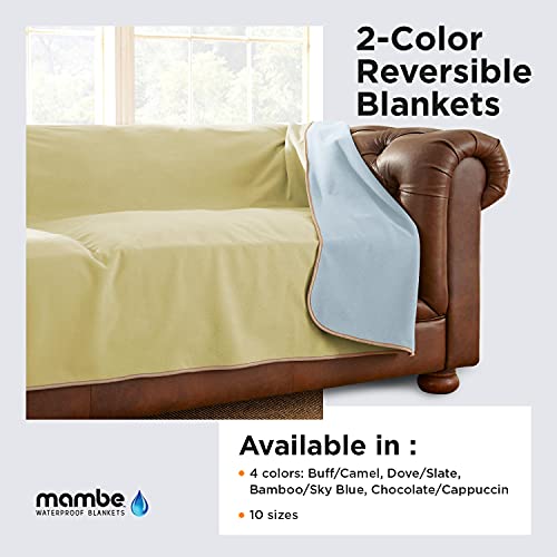Mambe 100% Waterproof Furniture Cover Twin Loveseat, 70" x 90", Chocolate Cappuccino - Pets and People - for All Types of Furniture and Bedding from Spills, Accidents, and Normal Wear and Tear