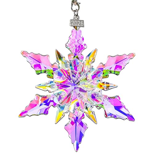 Annual Edition Christmas Ornaments 2026, Crystal Glass Snowflakes Ornaments | Sparkly Crysta Star Ornaments For Christmas Tree, Elegant Beautiful Cute Unique Christmas Ornaments Gift For Women