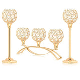 Crystal Tealight Candle Holder Centerpiece Home Decorative Candlestick Holder Elegant Table Centerpiece Home Decor Wedding Party Anniversary (Gold, Set of 3)