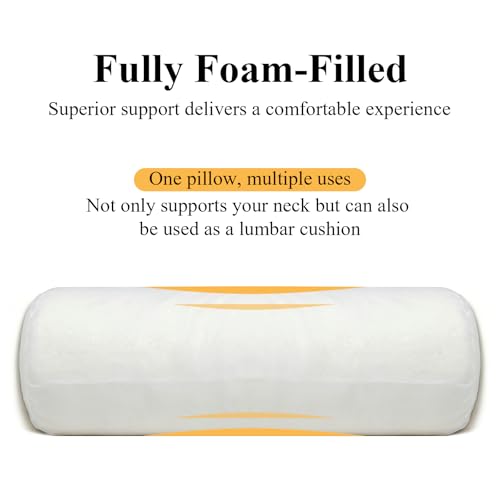 Cylinder Bolster Pillow Insert Set of 2,(6×17in) Premium Round Bolster Pillow Insert,Cylindrical Pillows,Used for Decorative Pillows Cover's Foam-Filled Inserts(ONLY Insert)