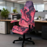 GLENLCWE Dragon Print Washable Gaming Chair Covers with Armrest Cover, 4pc/Set Office Chair Covers Slipcovers with Zipper, Red Stretchable Game Chairs Slipcovers