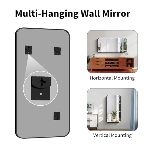 Koonmi Black Framed Bathroom Mirror - 24x48 Inch Shatterproof Tempered Glass Vanity Mirror for Bathroom Sink, Wall Mounted with Matte Aluminum Alloy Frame, No Distortion, Modern Decor