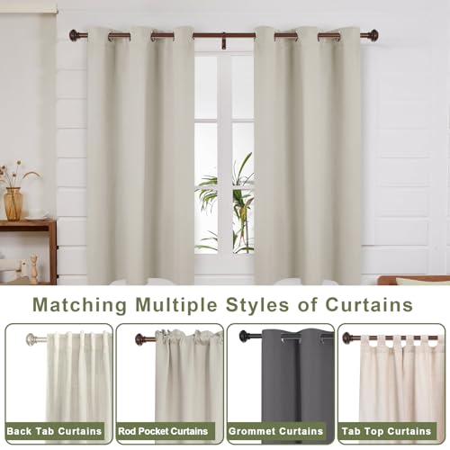 72-144 Inches Curtain Rods for Window, Vimayta 1 Inch Diameter Drapery Rod with Resin Finials, Ideal Adjustable Heavy Duty Single Curtains Rod for Bedroom, Living Room Decoration, Matte Black