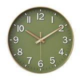 HZDHCLH Wall Clocks Battery Operated,12 inch Silent Non Ticking Modern Wall Clock for Living Room Bedroom Kitchen Office Classroom Decor (Olive Green and Gold)