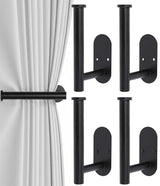 4pcs Curtain Holdbacks, Screw-in Curtain Tiebacks Curtain Tie Backs Curtain Holders for Wall Mounted Curtain Pull Backs for Drapes, Curtain Side Holders Hooks, 304 Stainless Steels, Black