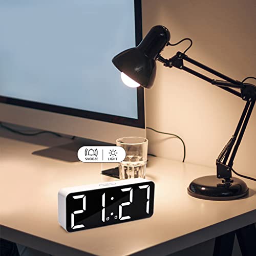 Digital Clock, Large Digital Alarm Clock, Northern European White Simple Large Font Bedroom Clock for Gift Giving
