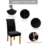FORCHEER Velvet Dining Room Chair Covers Set of 6 Black Stretch Kitchen Chair Slipcovers Washable Removable