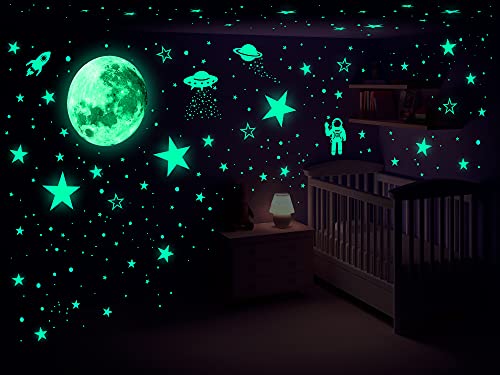 1078 PCS Glow in The Dark Stars for Ceiling Planets Galaxy Space Nursery Wall Stickers Rocket Astronaut Kids Boys Room Decorations Bedroom