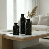Creative Scents Black Marble Look 3pc Vase Set – Boho Vases for Decor, Modern Vases for Holding Pampas Grass, Dried/Fresh Flowers, Vases for Living Room - Kitchen, Bedroom, Office, Shelf Decor