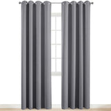 Yakamok Room Darkening Gray Blackout Curtains 84 Inch Long Light Blocking Thermal Insulated Window Treatment Grommet Drapes for Bedroom Living Room, 52W x 84L, Grey Curtains, 2 Panels