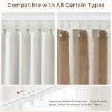 Ceiling Curtain Track 6–9 ft White - Heavy Duty Ceiling/Wall Mount Curtain Rail/Rod System, 30 Quiet-Glide Rollers, 30 Hooks, 30 Clips, Room Divider for Living Room, Bathroom or Hospital