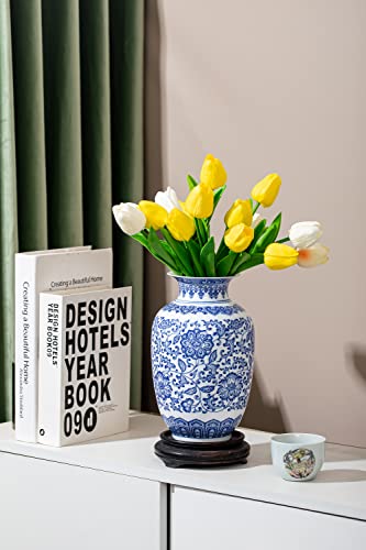 Blue Vase, Chinoiserie Vase, Ginger Jar Vase for Home Decor, Blue and White Porcelain Decor,9 "H