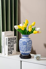 Blue Vase, Chinoiserie Vase, Ginger Jar Vase for Home Decor, Blue and White Porcelain Decor,9 "H