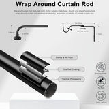 Curtain Rods for Windows 28 to 48 inch, 5/8 Inch Black Curtain Rod, Adjustable Wrap Around Curtains Rod, Blackout Curtains Rods, Metal Room Darkening Curved Cafe Small Drapery Pole, Matte Black