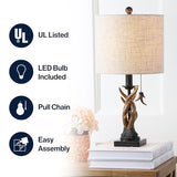 JONATHAN Y 20.5" Brown Rustic Antler Table Lamp for Bedroom Farmhouse Decor, Mini Faux Antler Desk Lamp with Gray Linen Shade, Lodge Cabin Nightstand Lamp, LED Bulb JYL1031A